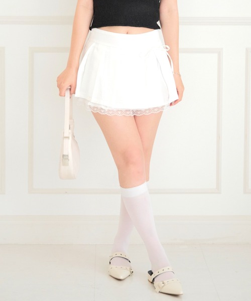 ALLuRing ChaRm(アリュリングチャーム)の「Ribbon Lace Pleated Mini Skirt / リボンレースプリーツミニスカート(スカート・レディース・ホワイト/グレー・S/M)」の17枚目の写真