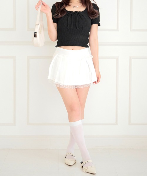 ALLuRing ChaRm(アリュリングチャーム)の「Ribbon Lace Pleated Mini Skirt / リボンレースプリーツミニスカート(スカート・レディース・ホワイト/グレー・S/M)」の20枚目の写真