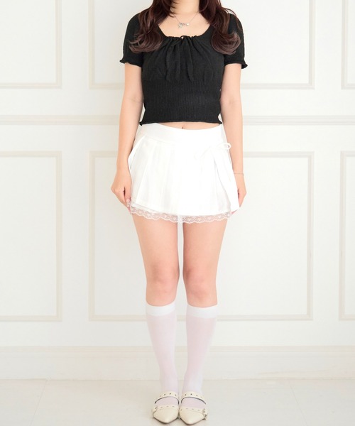 ALLuRing ChaRm(アリュリングチャーム)の「Ribbon Lace Pleated Mini Skirt / リボンレースプリーツミニスカート(スカート・レディース・ホワイト/グレー・S/M)」の19枚目の写真