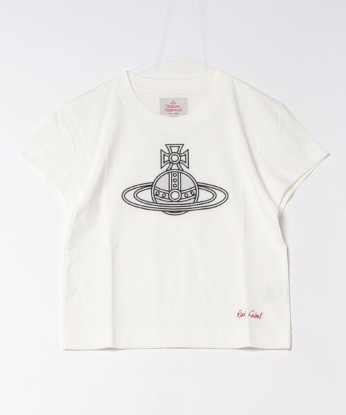 Vivienne Westwood(ヴィヴィアンウエストウッド)の「ドットエンブロイダリーオーブボーイズショートTシャツ(Tシャツ/カットソー・レディース・ホワイト/ブラック・40/38)」の1枚目の写真