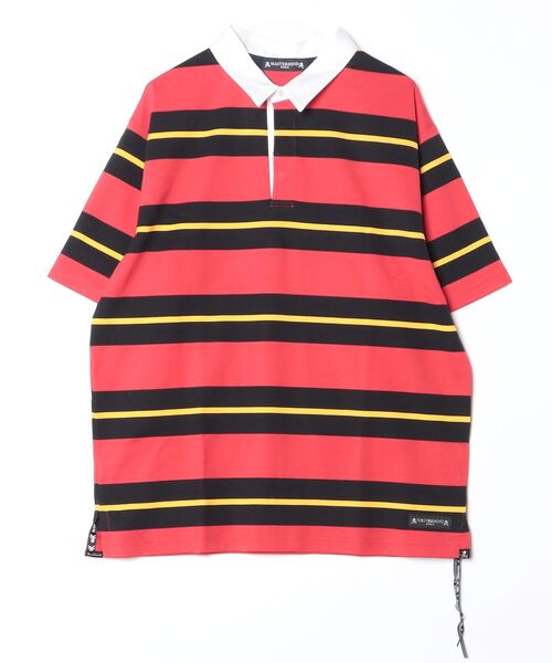 mastermind JAPAN(マスターマインド)の「3 COLOR STRIPED RUGGER SS SHIRT(シャツ/ブラウス・メンズ・レッド系その他・XL)」の1枚目の写真