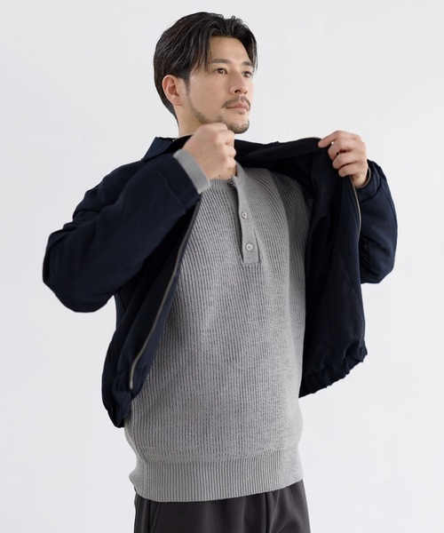 SPU(スプ)の「【抗ピリング・静電気防止・ウォッシャブル】多機能畦編みヘンリーネックニット(ニット/セーター・メンズ・ネイビー/ブラック/ライトグレー/オフホワイト/チャコール/ダークブラウン・S/M/L/XL)」の22枚目の写真