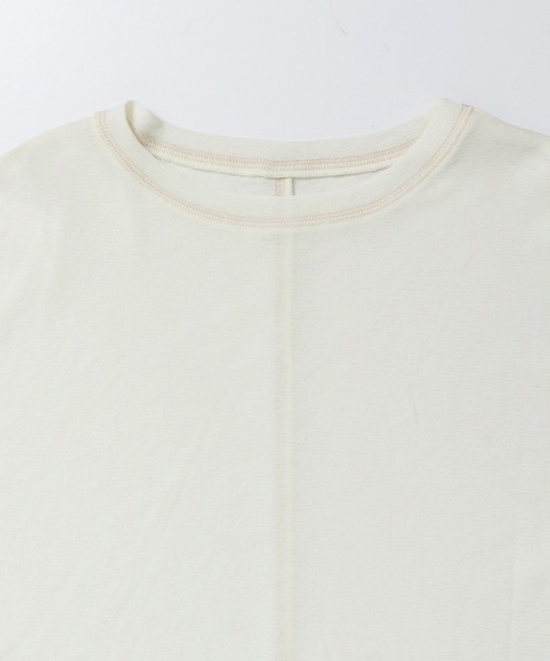 hunch(ハンチ)の「シアーワッフル 微配色ステッチTシャツ(Tシャツ/カットソー・レディース・ダークグリーン/ダークブラウン/オフホワイト/ピンク・FREE)」の14枚目の写真