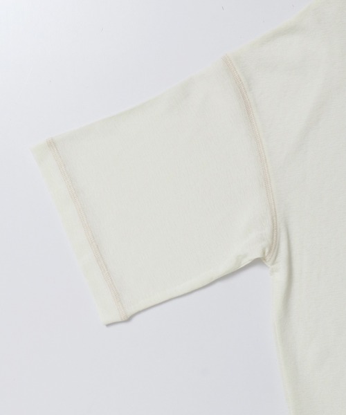 hunch(ハンチ)の「シアーワッフル 微配色ステッチTシャツ(Tシャツ/カットソー・レディース・ダークグリーン/ダークブラウン/オフホワイト/ピンク・FREE)」の15枚目の写真