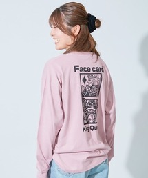 綿100% 大人 デビラボ プリント 袖リブ 長袖Tシャツ