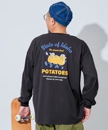 綿100% 大人 デビラボ プリント 袖リブ 長袖Tシャツ