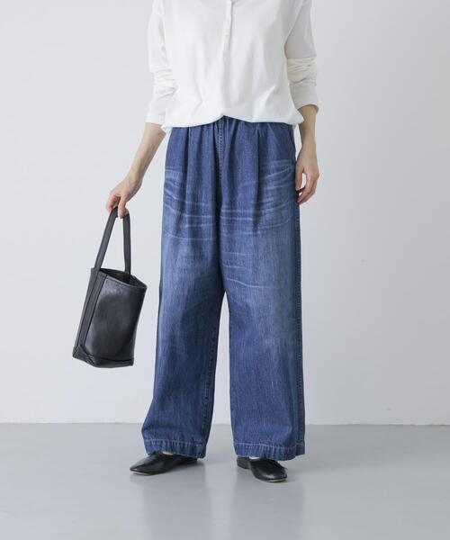 かぐれ(カグレ)の「エイジドデニムイージーパンツ(デニムパンツ・レディース・インディゴブルー・1/0)」の2枚目の写真