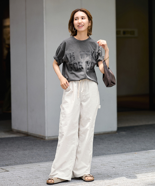 FRAMeWORK（フレームワーク）の「STUDIO ANIMALS 別注IM WAKE FOR YOU TS（Tシャツ/カットソー・レディース・ネイビー/ブラウン/スミクロ・FREE）」の4枚目の写真