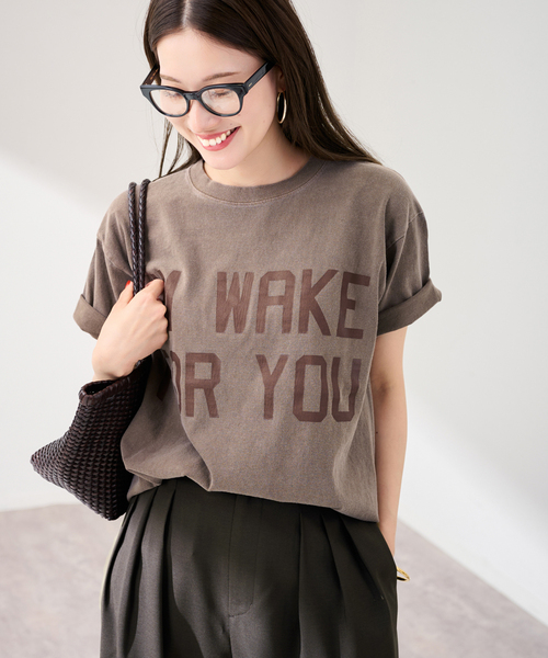 FRAMeWORK（フレームワーク）の「STUDIO ANIMALS 別注IM WAKE FOR YOU TS（Tシャツ/カットソー・レディース・ネイビー/ブラウン/スミクロ・FREE）」の19枚目の写真