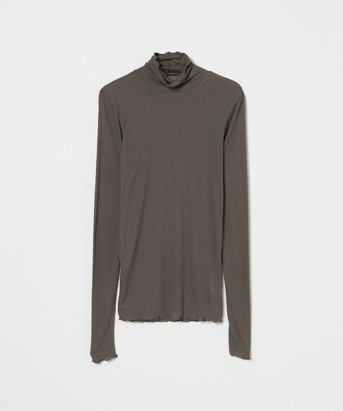 HELIOPOLE（エリオポール）の「【smooth skin series】 SHEER RIB JERSEY TURTLE / スムーススキン シアーリブタートル（Tシャツ/カットソー・レディース・オリーブ/ホワイト/ブラック/ロイヤルブルー・38）」の3枚目の写真
