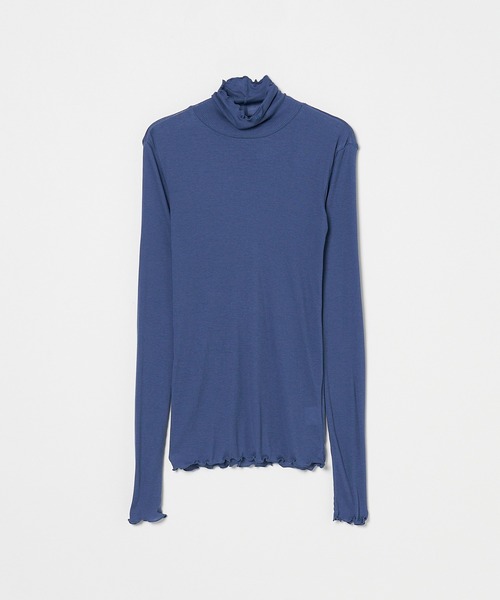 HELIOPOLE（エリオポール）の「【smooth skin series】 SHEER RIB JERSEY TURTLE / スムーススキン シアーリブタートル（Tシャツ/カットソー・レディース・オリーブ/ホワイト/ブラック/ロイヤルブルー・38）」の4枚目の写真