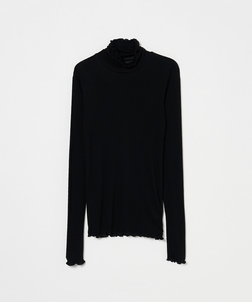 HELIOPOLE（エリオポール）の「【smooth skin series】 SHEER RIB JERSEY TURTLE / スムーススキン シアーリブタートル（Tシャツ/カットソー・レディース・オリーブ/ホワイト/ブラック/ロイヤルブルー・38）」の2枚目の写真