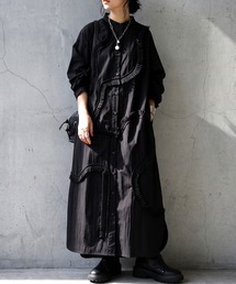 フリル プリーツ シャツワンピース