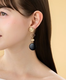 【LA MUE】アシンメトリー ヴィンテージ アクリル×メタル ロングピアス
