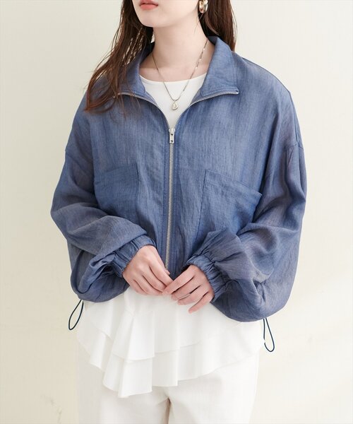 natural couture(ナチュラルクチュール)の「スタンドショートブルゾン(ブルゾン・レディース・ブルー/サックスブルー・FREE)」の16枚目の写真