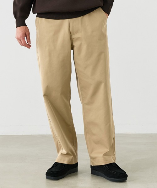 coca(coca)(コカ)の「メンズツイルワイドストレートパンツ(チノパンツ・メンズ・ブラック/ベージュ・M/L/XL)」の1枚目の写真