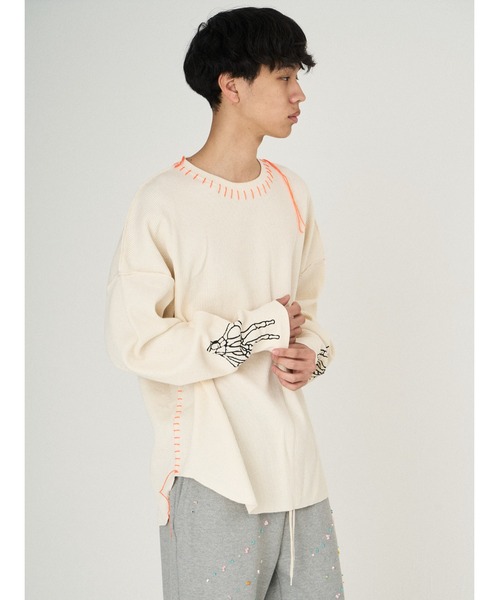 DISCOVERED(ディスカバード)の「WAFFLE BONE PRINT CUTSEWN(Tシャツ/カットソー・メンズ・ホワイト/ブラック・SMALL/LARGE)」の2枚目の写真