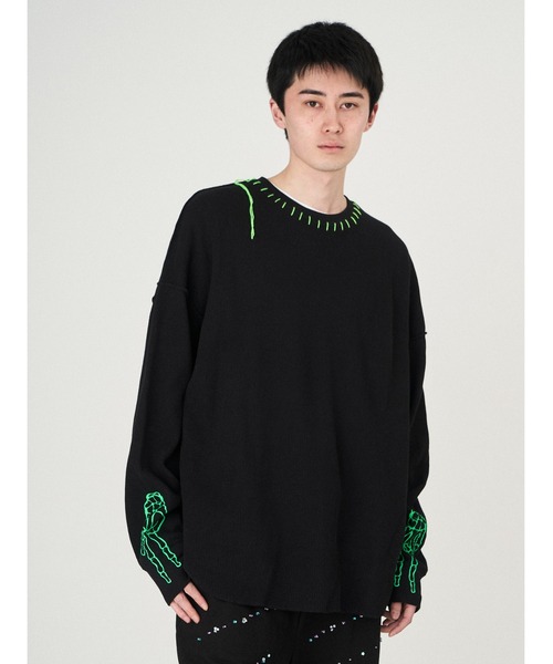 DISCOVERED(ディスカバード)の「WAFFLE BONE PRINT CUTSEWN(Tシャツ/カットソー・メンズ・ホワイト/ブラック・SMALL/LARGE)」の1枚目の写真