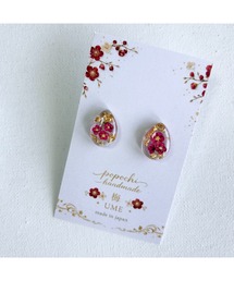 【popochi】和風 梅の花 レジン ピアス|アクセサリー 着物 浴衣 和装 成人式 卒業式 ピンク 赤 ゴールド(MA)