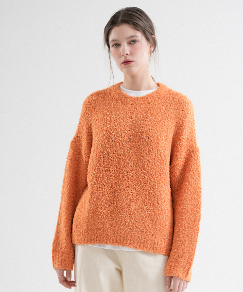 VLETI（ブレッティ）の「Wool Furry Round Knit (Orange)（ニット/セーター・レディース・オレンジ・FREE）」の2枚目の写真