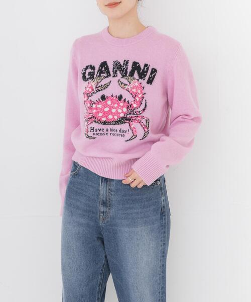 GANNI(ガニー)の「GANNI GRAPHIC SWEATER CRAB(ニット/セーター・レディース・ピンク・SMALL)」の1枚目の写真