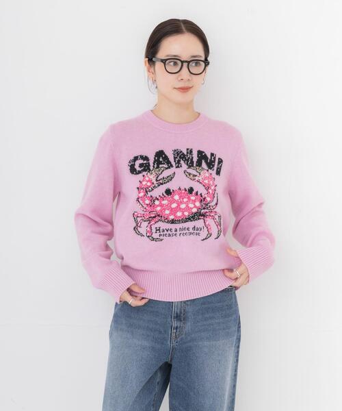 GANNI(ガニー)の「GANNI GRAPHIC SWEATER CRAB(ニット/セーター・レディース・ピンク・SMALL)」の2枚目の写真