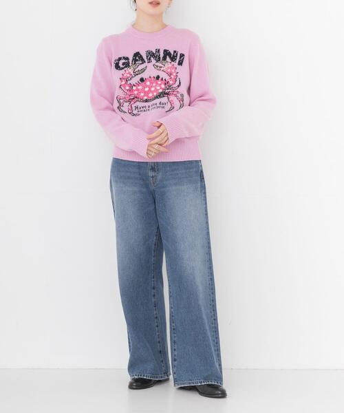 GANNI(ガニー)の「GANNI GRAPHIC SWEATER CRAB(ニット/セーター・レディース・ピンク・SMALL)」の4枚目の写真