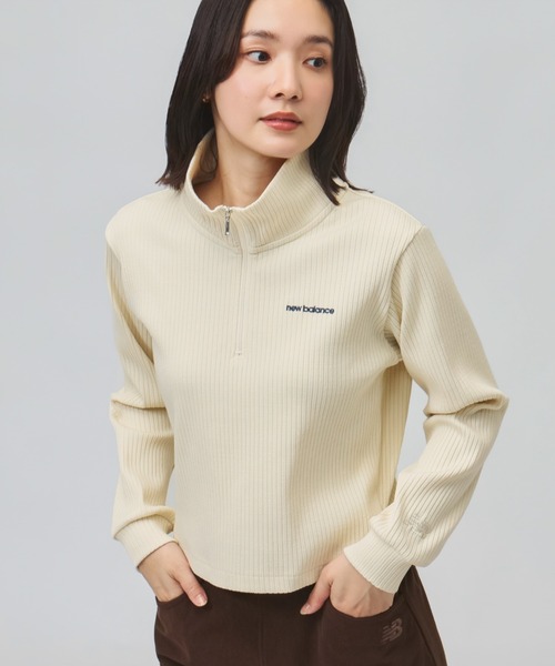 NEW BALANCE(ニューバランス)の「【別注】ニューバランス New Balance ハーフジップリブプルオーバー 限定コラボ(ニット/セーター・レディース・オフホワイト/ブラック・S/M/L/XL)」の1枚目の写真
