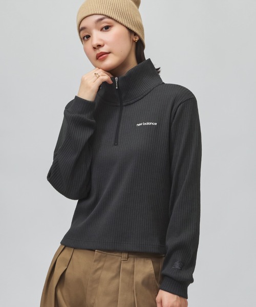 NEW BALANCE(ニューバランス)の「【別注】ニューバランス New Balance ハーフジップリブプルオーバー 限定コラボ(ニット/セーター・レディース・オフホワイト/ブラック・S/M/L/XL)」の2枚目の写真