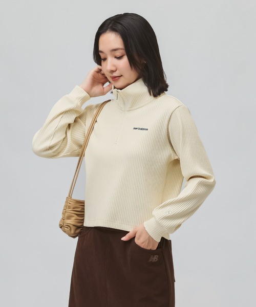 NEW BALANCE(ニューバランス)の「【別注】ニューバランス New Balance ハーフジップリブプルオーバー 限定コラボ(ニット/セーター・レディース・オフホワイト/ブラック・S/M/L/XL)」の3枚目の写真