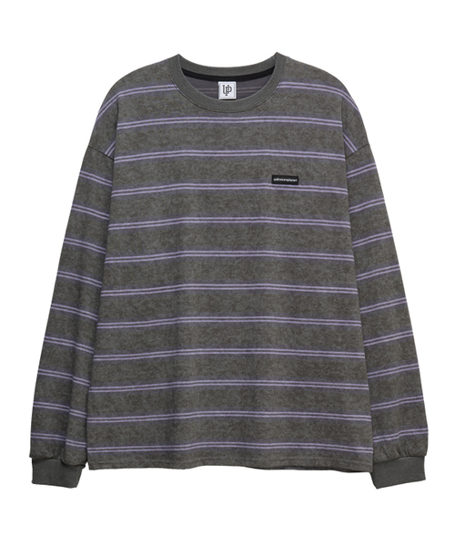 UNKNOWN PLANET(アンノウンプラネット)の「ピグメントストライプオーバーサイズロングスリーブTシャツグレー(Tシャツ/カットソー・レディース・その他・SMALL/MEDIUM)」の1枚目の写真