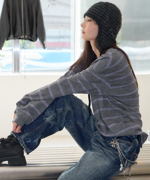 UNKNOWN PLANET(アンノウンプラネット)の「ピグメントストライプオーバーサイズロングスリーブTシャツグレー(Tシャツ/カットソー・レディース・その他・SMALL/MEDIUM)」の9枚目の写真