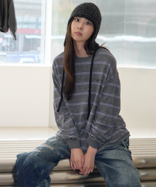 UNKNOWN PLANET(アンノウンプラネット)の「ピグメントストライプオーバーサイズロングスリーブTシャツグレー(Tシャツ/カットソー・レディース・その他・SMALL/MEDIUM)」の8枚目の写真