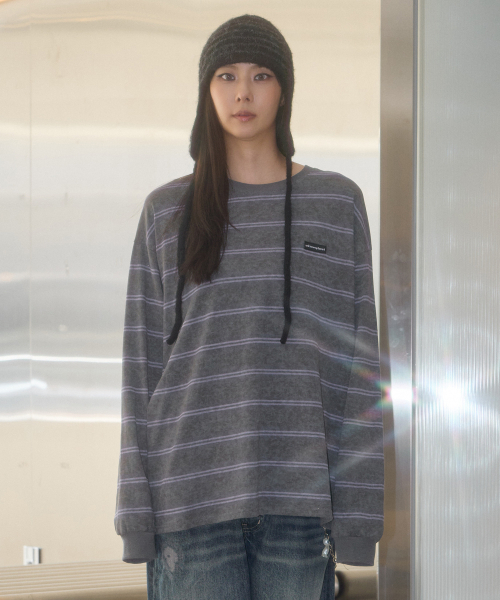 UNKNOWN PLANET(アンノウンプラネット)の「ピグメントストライプオーバーサイズロングスリーブTシャツグレー(Tシャツ/カットソー・レディース・その他・SMALL/MEDIUM)」の7枚目の写真
