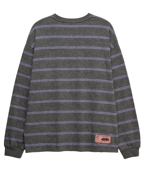 UNKNOWN PLANET(アンノウンプラネット)の「ピグメントストライプオーバーサイズロングスリーブTシャツグレー(Tシャツ/カットソー・レディース・その他・SMALL/MEDIUM)」の2枚目の写真