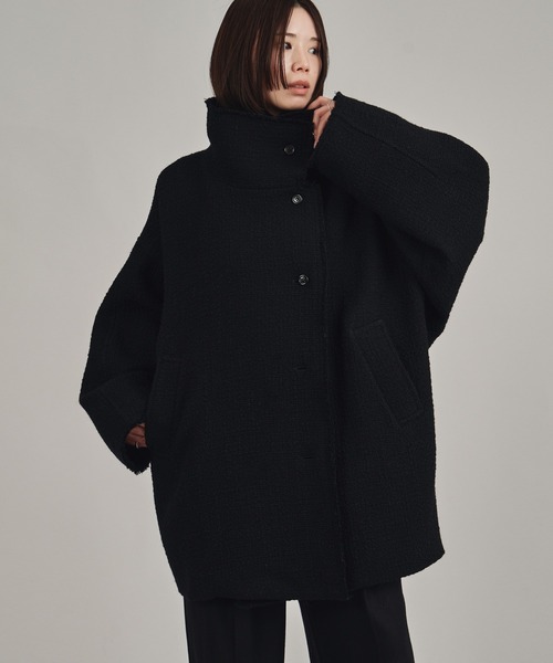 louren(ローレン )の「【louren/ローレン】tweed midi coat/ツウィードミディコート(ピーコート・レディース・ブラック/アイボリー・FREE)」の2枚目の写真