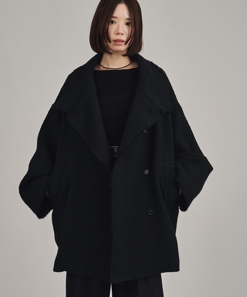 louren(ローレン )の「【louren/ローレン】tweed midi coat/ツウィードミディコート(ピーコート・レディース・ブラック/アイボリー・FREE)」の10枚目の写真