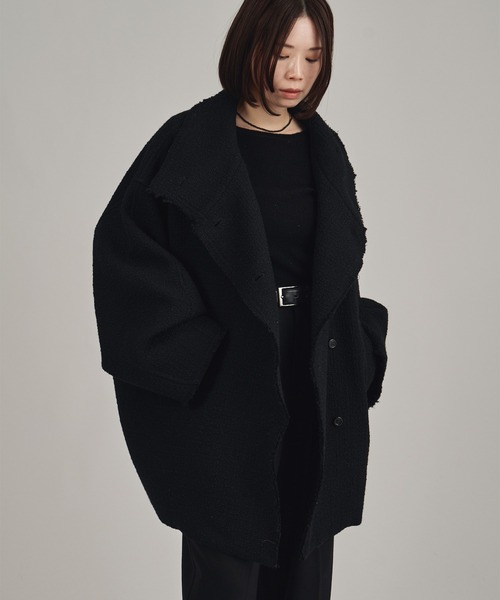 louren(ローレン )の「【louren/ローレン】tweed midi coat/ツウィードミディコート(ピーコート・レディース・ブラック/アイボリー・FREE)」の11枚目の写真