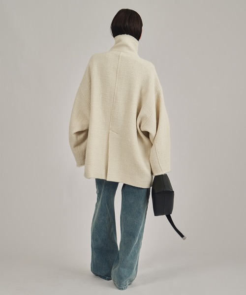 louren(ローレン )の「【louren/ローレン】tweed midi coat/ツウィードミディコート(ピーコート・レディース・ブラック/アイボリー・FREE)」の5枚目の写真