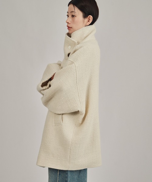 louren(ローレン )の「【louren/ローレン】tweed midi coat/ツウィードミディコート(ピーコート・レディース・ブラック/アイボリー・FREE)」の7枚目の写真