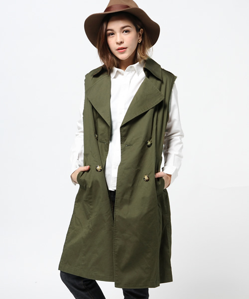 MOUSSY(マウジー)の「NO SLEEVE TRENCH COAT(その他アウター・レディース・ライトベージュ/ライトカーキ・FREE)」の8枚目の写真