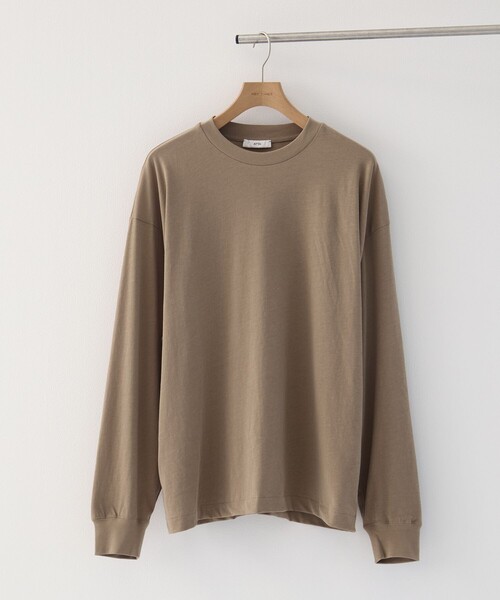 ATON ベージュ 長袖Tシャツ ATON｜エイトンのTシャツ/カットソー（ベージュ系）通販 - ZOZOTOWN