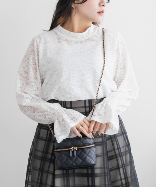 CLETTE（クレット）の「レースプルオーバー（Tシャツ/カットソー・レディース・オフホワイト/ピンク/ブラック・LL/3L/4L）」の2枚目の写真