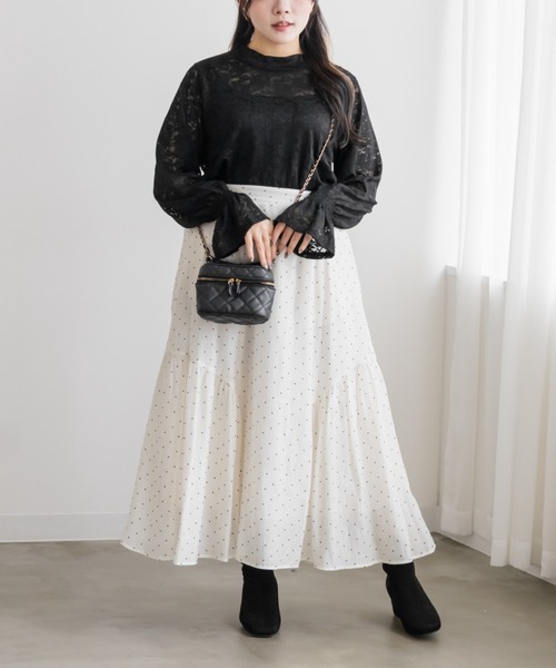 CLETTE（クレット）の「レースプルオーバー（Tシャツ/カットソー・レディース・オフホワイト/ピンク/ブラック・LL/3L/4L）」の10枚目の写真
