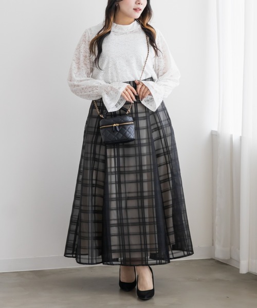CLETTE（クレット）の「レースプルオーバー（Tシャツ/カットソー・レディース・オフホワイト/ピンク/ブラック・LL/3L/4L）」の6枚目の写真
