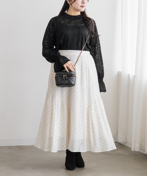 CLETTE（クレット）の「レースプルオーバー（Tシャツ/カットソー・レディース・オフホワイト/ピンク/ブラック・LL/3L/4L）」の11枚目の写真