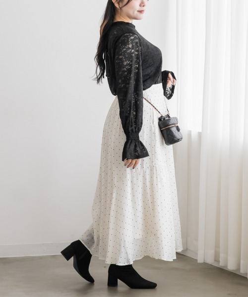 CLETTE（クレット）の「レースプルオーバー（Tシャツ/カットソー・レディース・オフホワイト/ピンク/ブラック・LL/3L/4L）」の12枚目の写真
