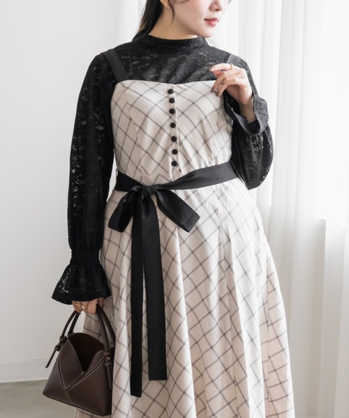 CLETTE（クレット）の「レースプルオーバー（Tシャツ/カットソー・レディース・オフホワイト/ピンク/ブラック・LL/3L/4L）」の13枚目の写真