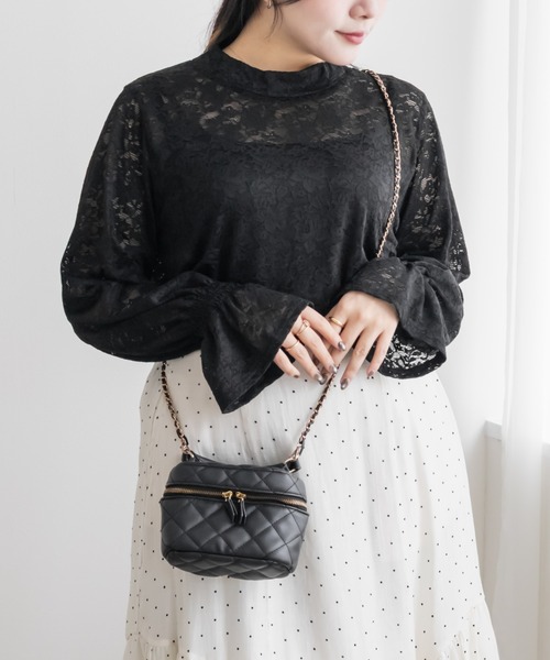 CLETTE（クレット）の「レースプルオーバー（Tシャツ/カットソー・レディース・オフホワイト/ピンク/ブラック・LL/3L/4L）」の9枚目の写真