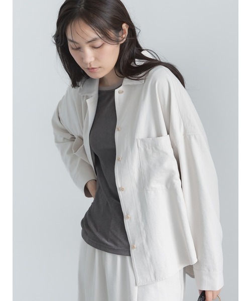Te chichi(テチチ)の「【UVカット/マシンウォッシャブル】スエードライクシャツ(セットアップ可)(シャツ/ブラウス・レディース・チャコールグレー/ブラウン/オフホワイト・F)」の2枚目の写真